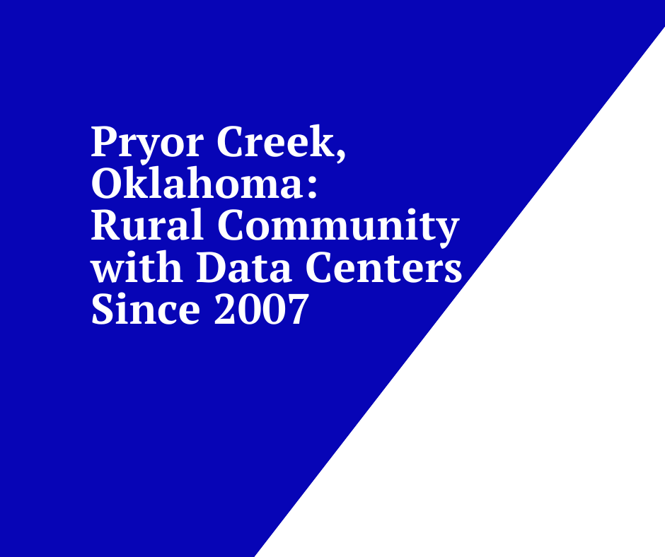 Pryor Creek, OK is a rural community that has had data centers for 15 years.