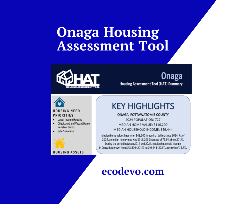 Onaga Housing Assessment thumbnail with small excerpt of Housing Assessment report shown.
